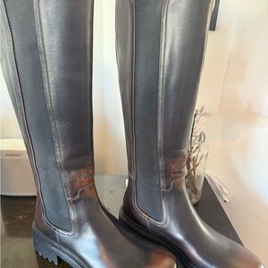 Black and Brown Leather Riding Boots